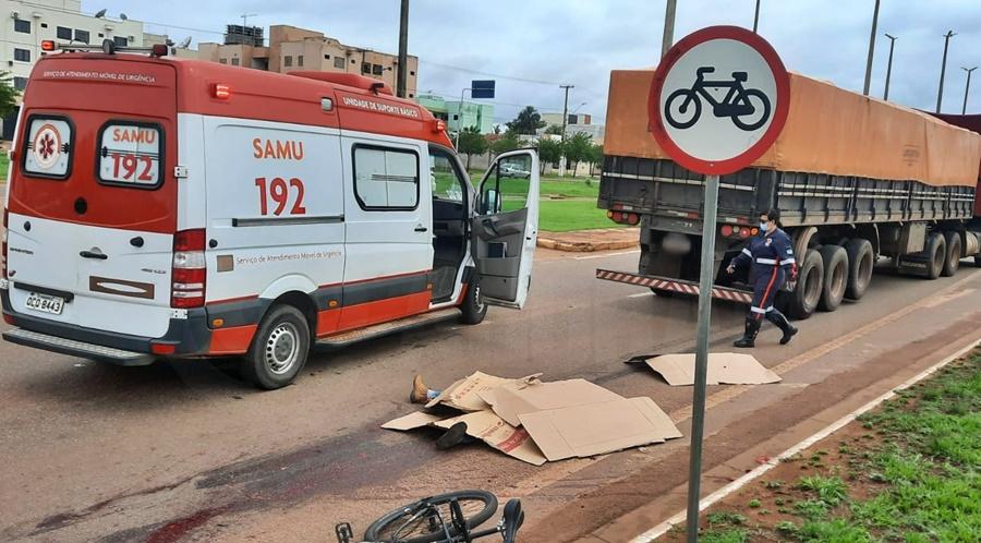 Ciclista tem cabeça arrancada em acidente com carreta na avenida dos Estudantes