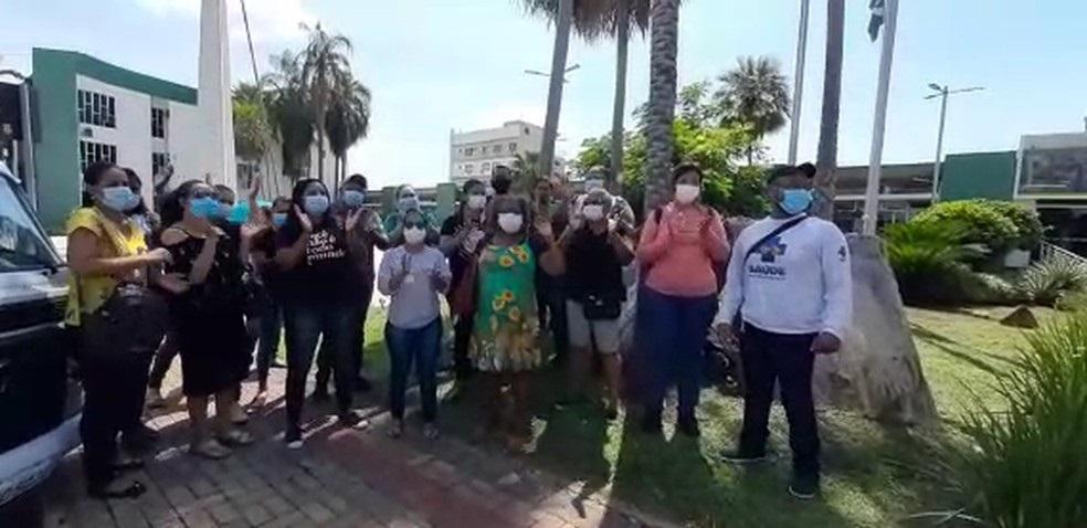 Agentes de saúde protestam contra a redução do Prêmio Saúde de R$ 170 para R$ 100 em MT