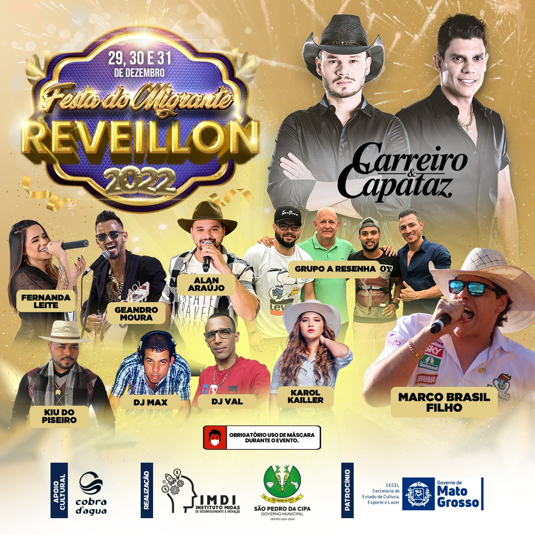 FESTA DO MIGRANTE: São Pedro da Cipa terá três dias de festa com shows regionais e nacionais