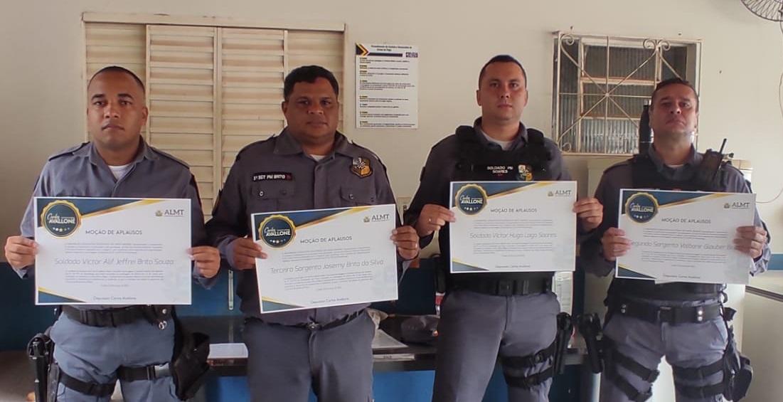 Paranatinga - Policiais Militares recebem Moção de Aplausos de Deputado em nome da ALMT por Conduta Heroica