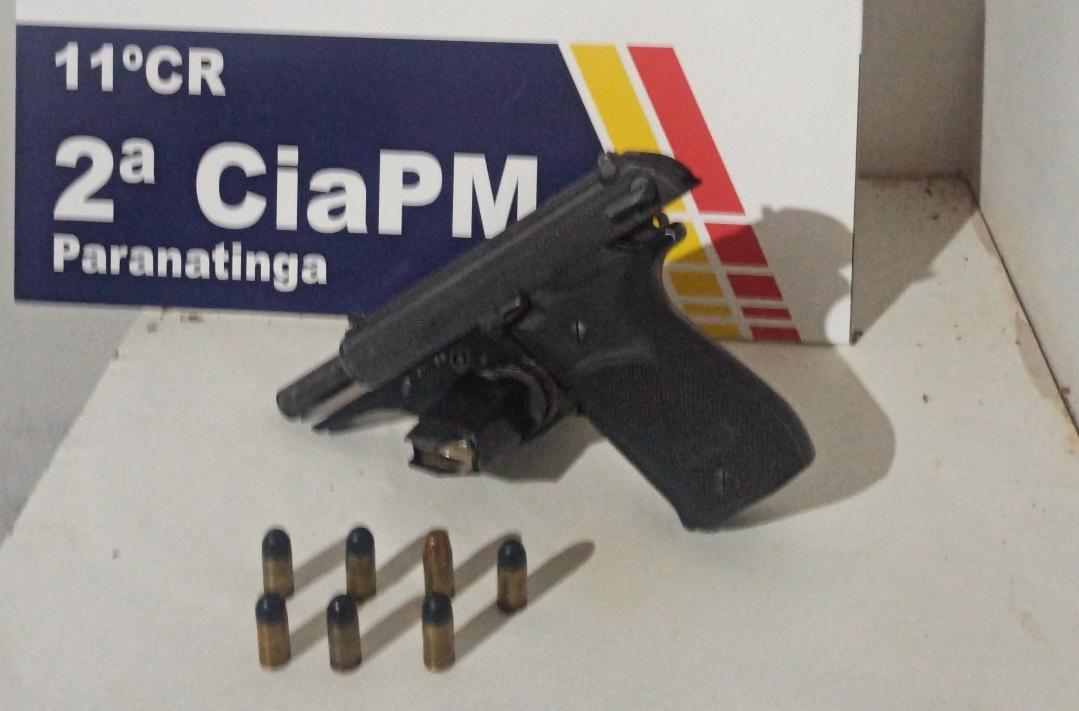 Homem de 36 anos é preso pela PM com uma arma de fogo em um bar na Av. Bandeirantes em Paranatinga