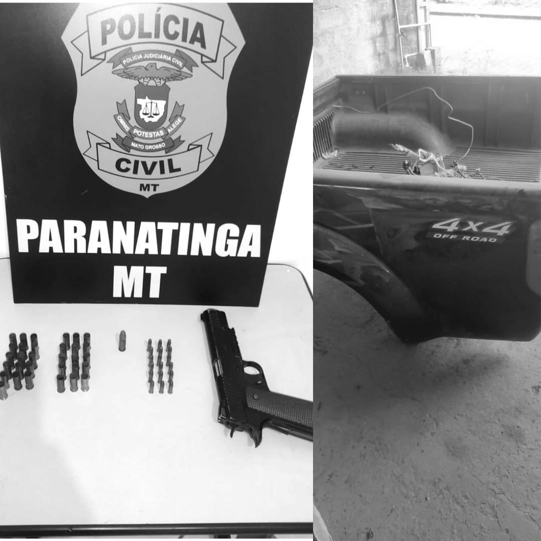 Polícia Civil de Paranatinga encontra caminhonete desmanchada e prende dono de oficina no Centro do município