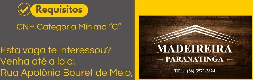 Vaga para Motorista entregador em Paranatinga