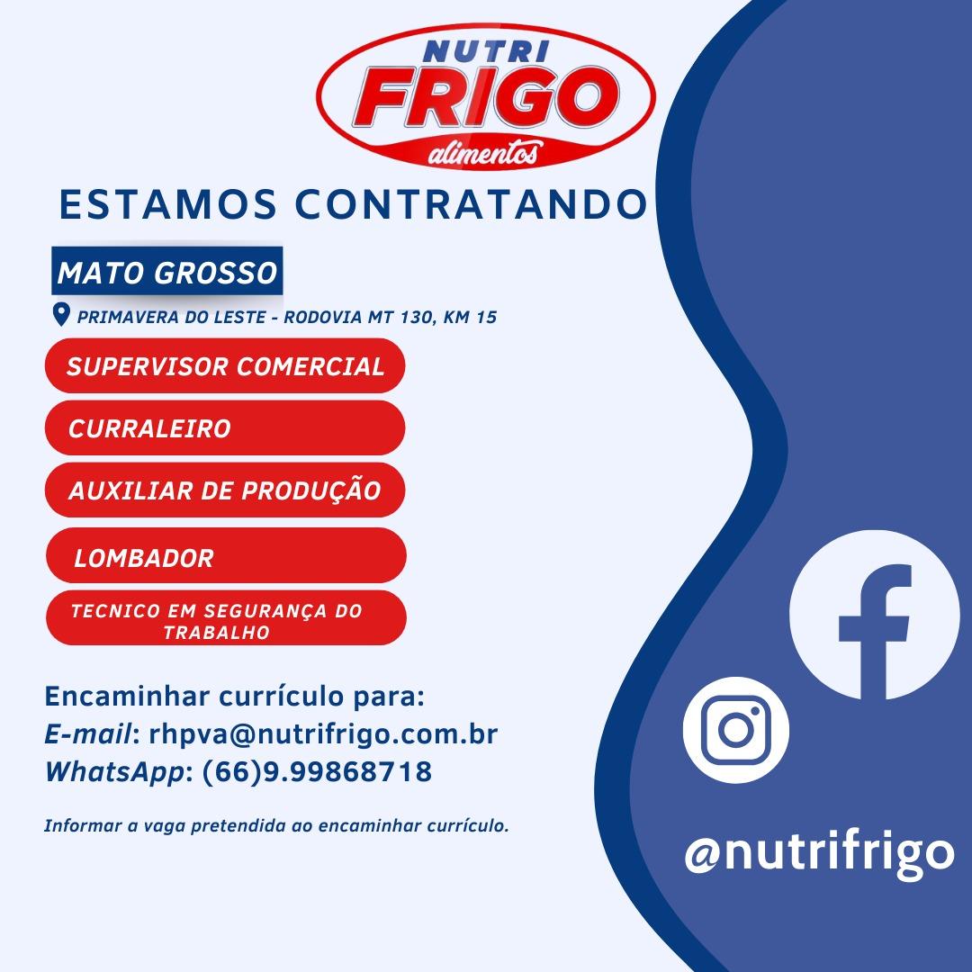 Nutrifrigo Alimentos contrata em Primavera do Leste