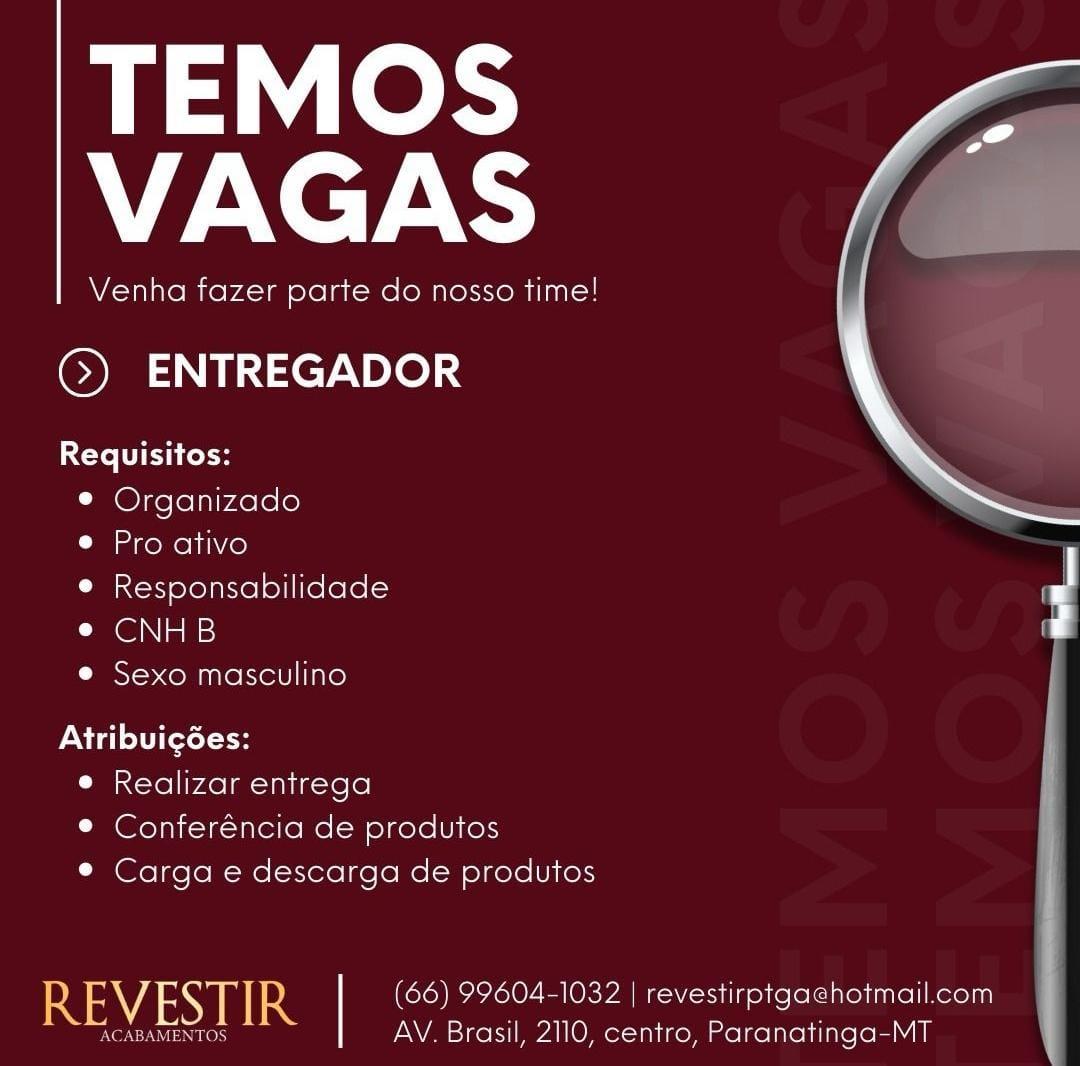 Vaga para Entregador em Paranatinga