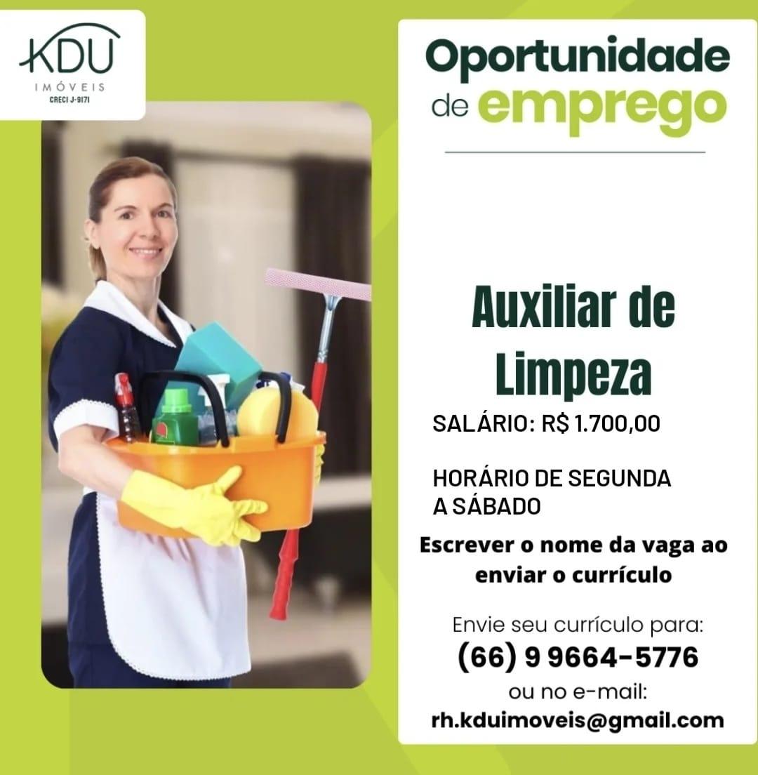 Empresa contrata Auxiliar de Limpeza em Primavera do Leste