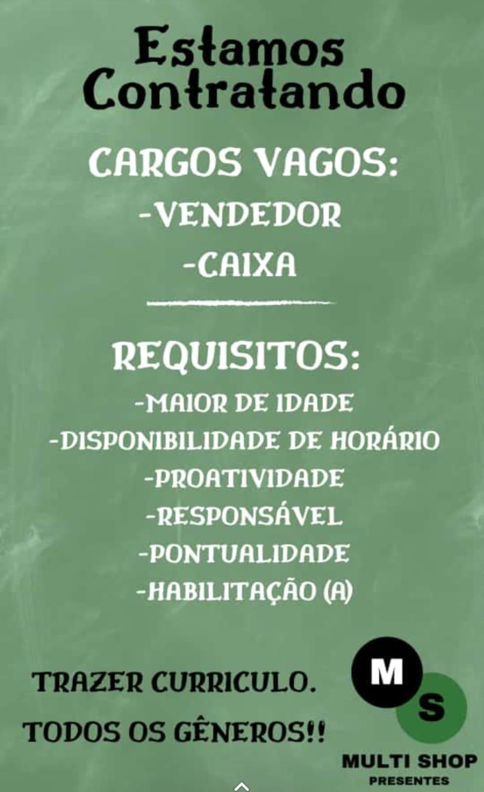 Vaga de Emprego em Paranatinga