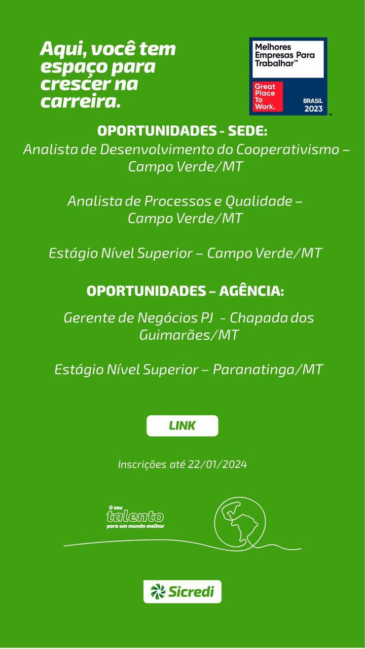 Vagas disponíveis no Sicredi