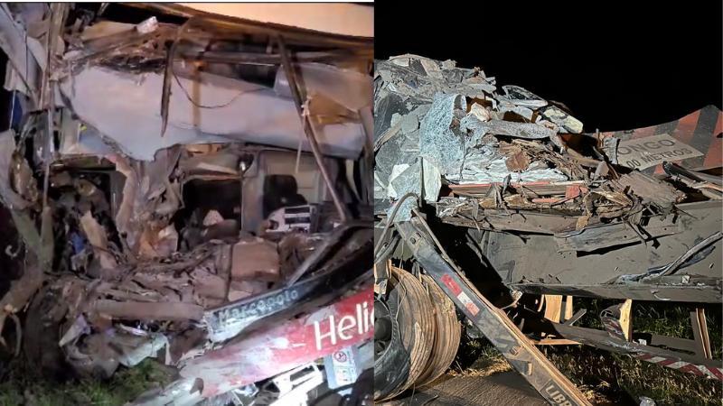Motorista de carreta fica ferido após bater contra ônibus com mais de 40 passageiros na BR-364 em MT