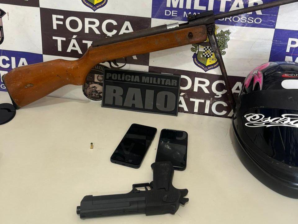 Suspeitos por diversos roubos são presos pela Polícia Militar em Rondonópolis