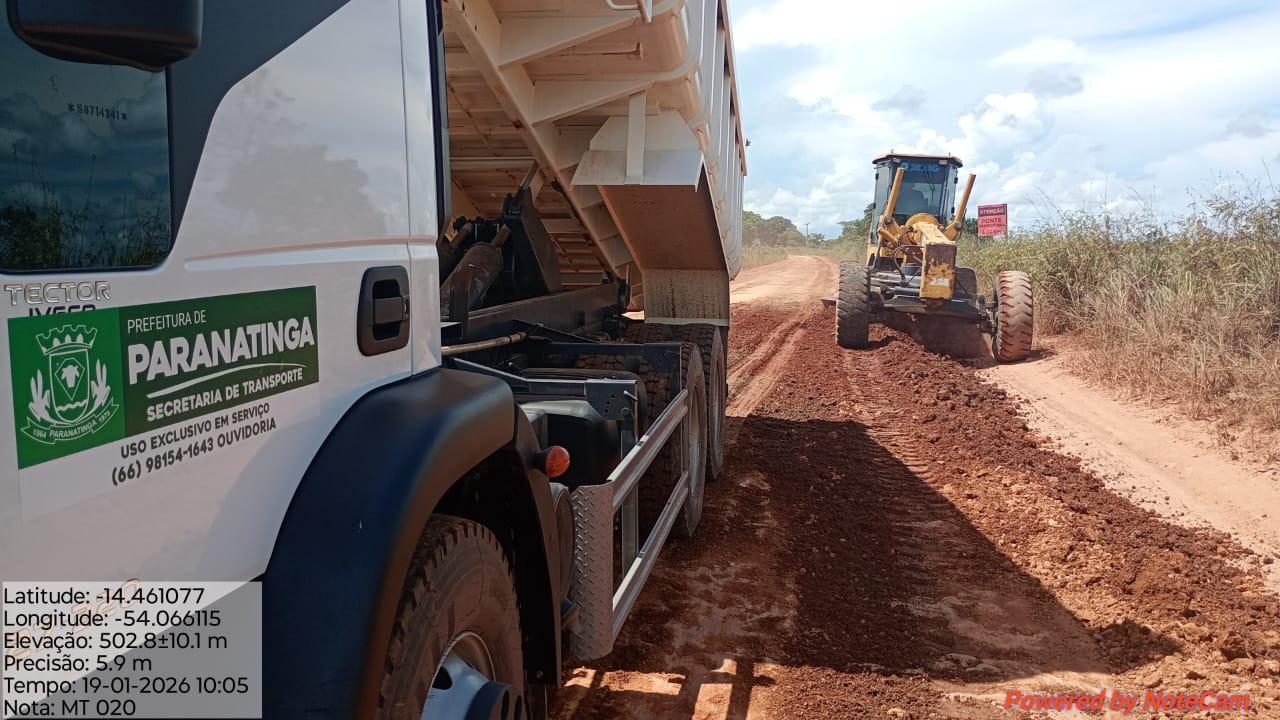Paranatinga; Prefeitura realiza manutenção na MT-020, saída da Vila Concórdia