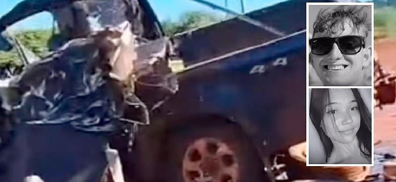 Batida entre caminhonete e carreta deixa dois jovens mortos na BR-163