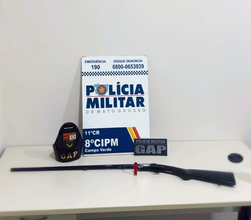 Campo Verde; Homem é preso após disparar espingarda durante festa no bairro São Miguel