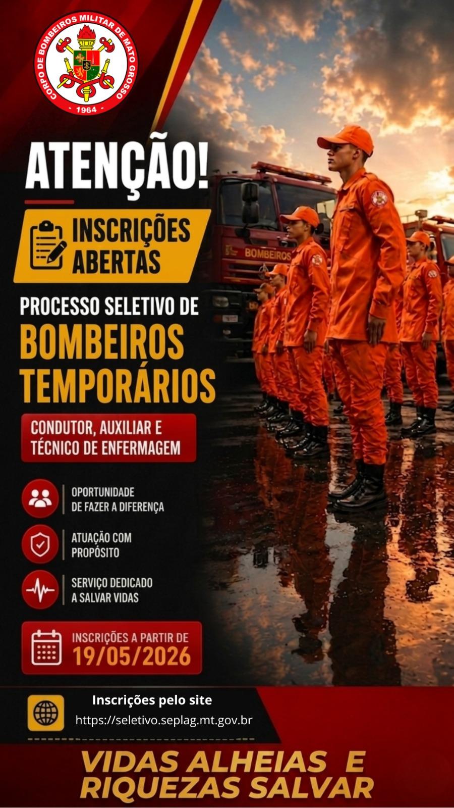 Corpo de Bombeiros abre processo seletivo para soldados temporários; inscrições começam nesta terça-feira (19)