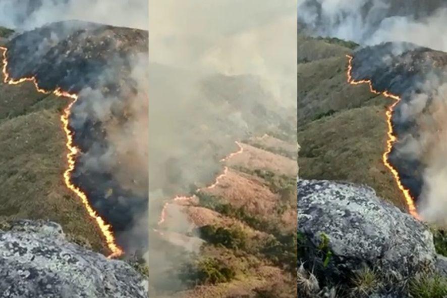 Chapada dos Guimarães; Incêndio florestal mobiliza bombeiros, helicóptero e aviões