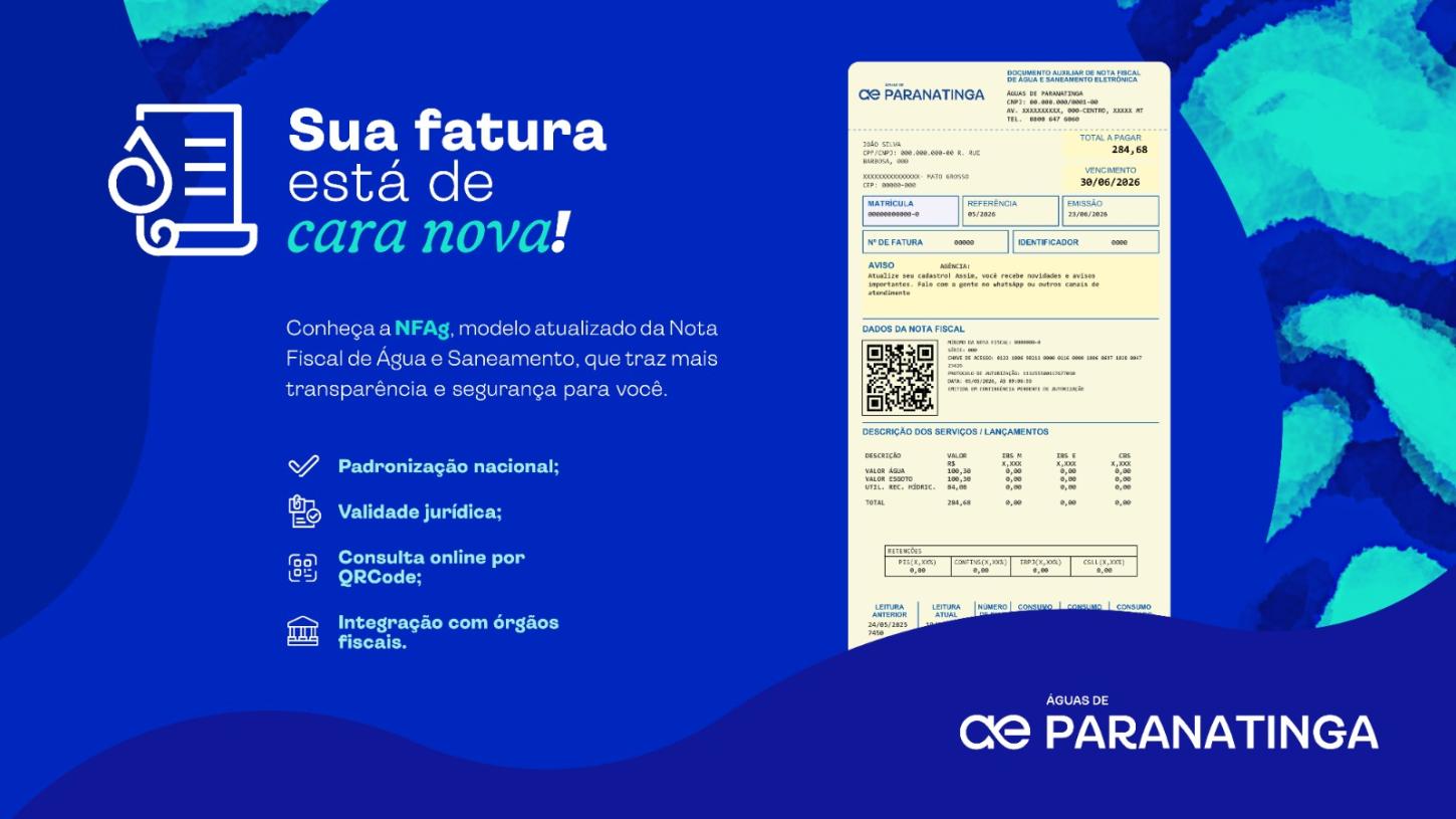 Em breve em Paranatinga; Nova fatura da Águas passa a trazer mais transparência e amplia o acesso às informações para os clientes