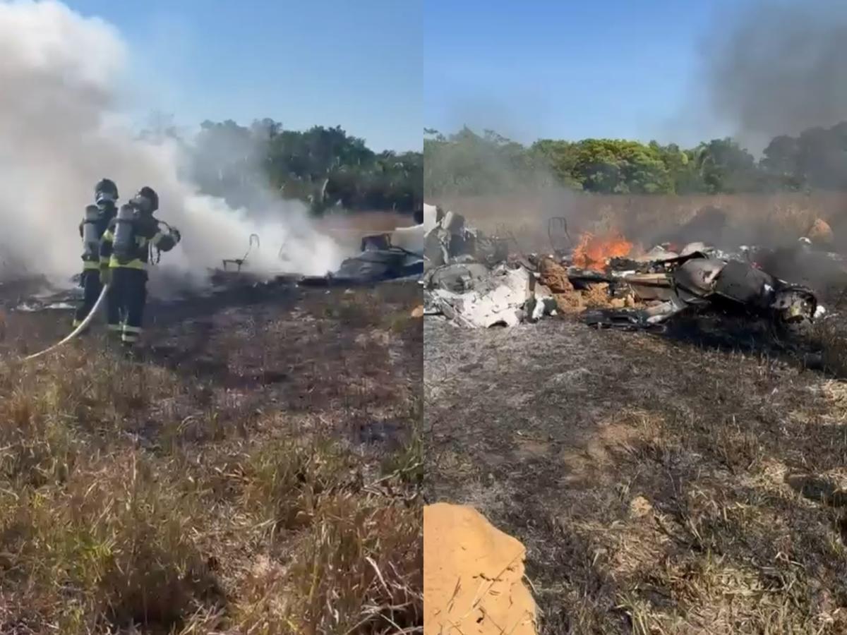 Água Boa; Avião de pequeno porte cai e pega fogo