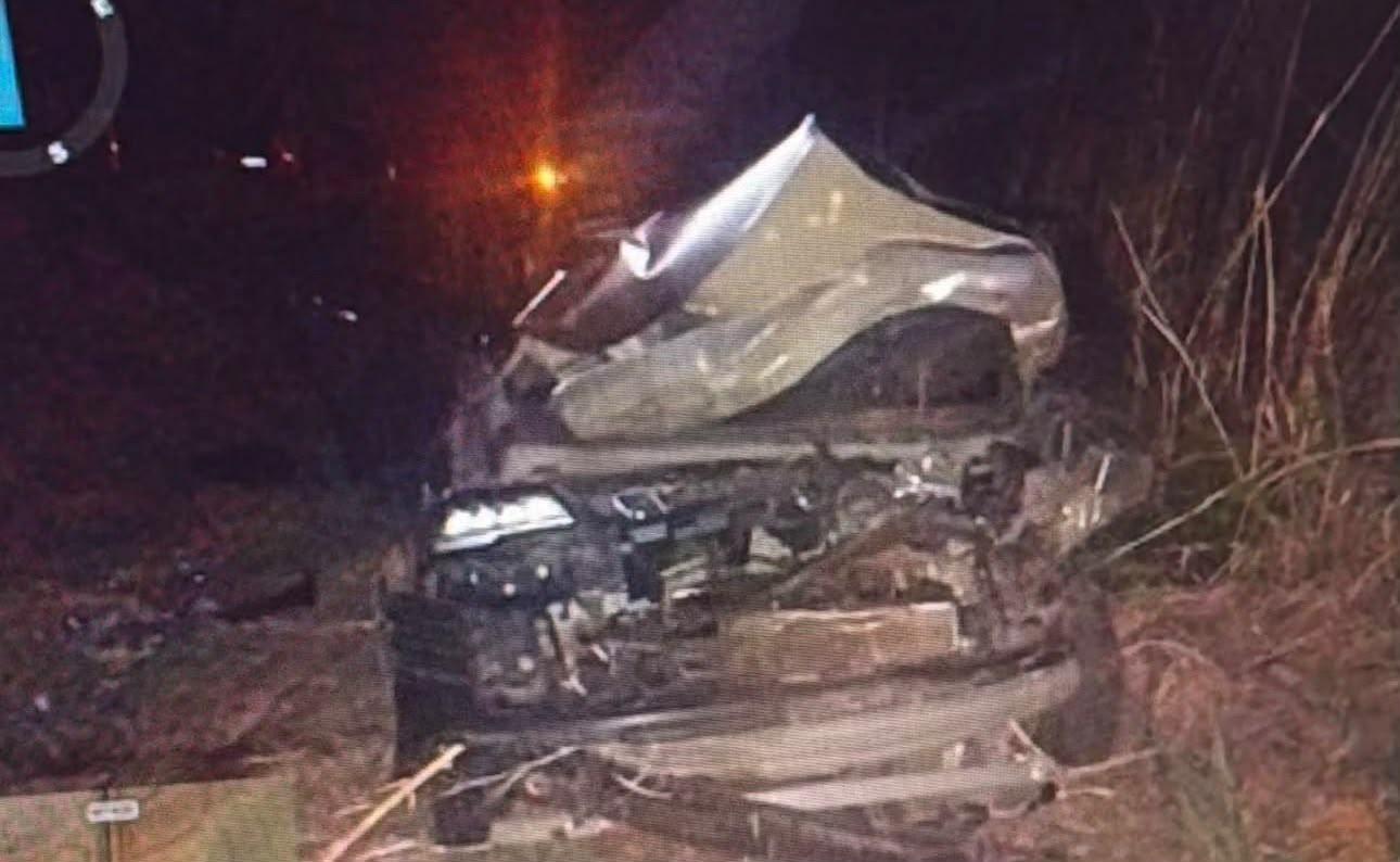 MT-020; Carro capota após colidir em anta, entre Paranatinga e Canarana