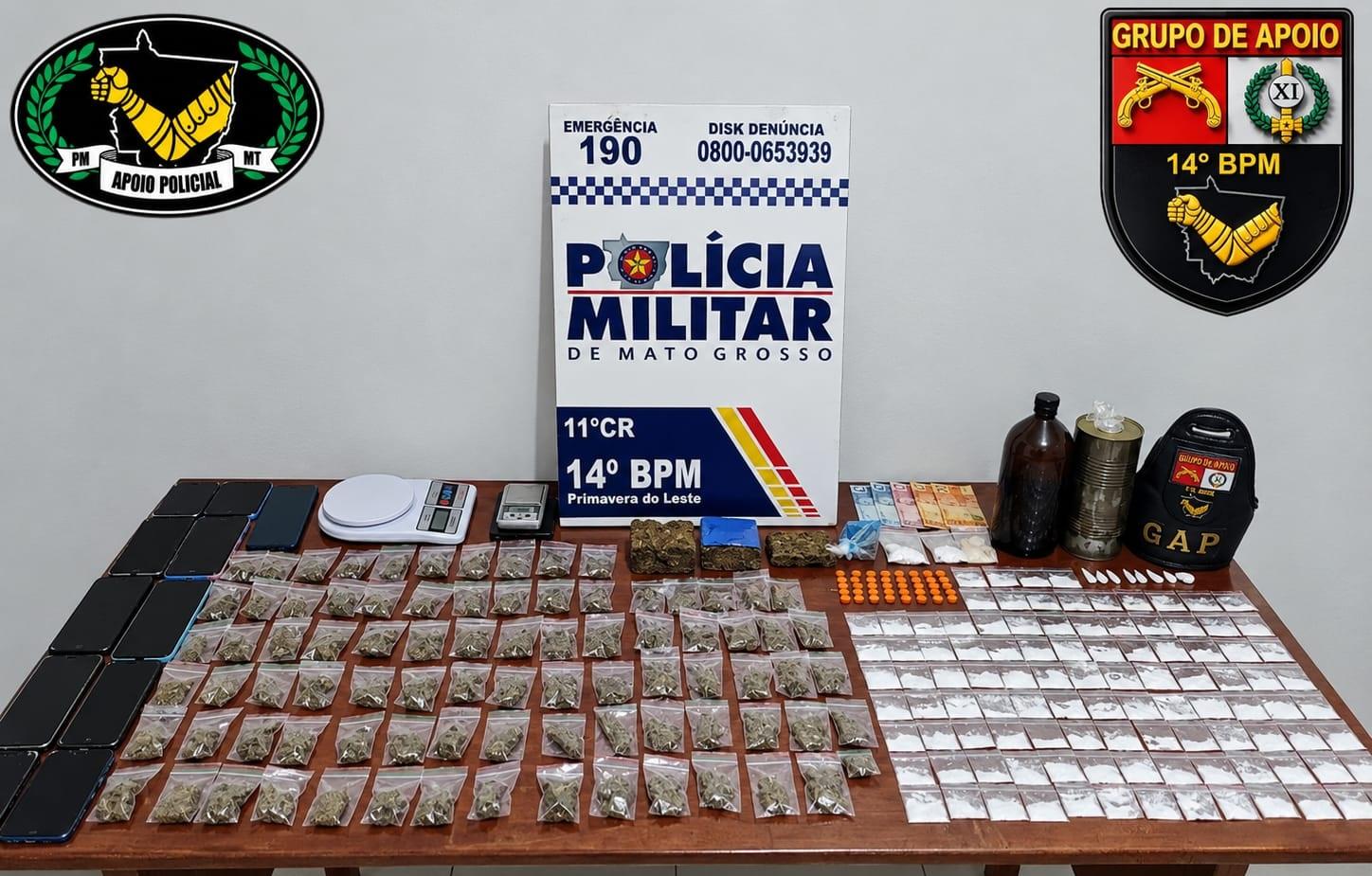 Primavera do Leste; Polícia Militar apreende grande quantidade de drogas durante operação no Poncho Verde