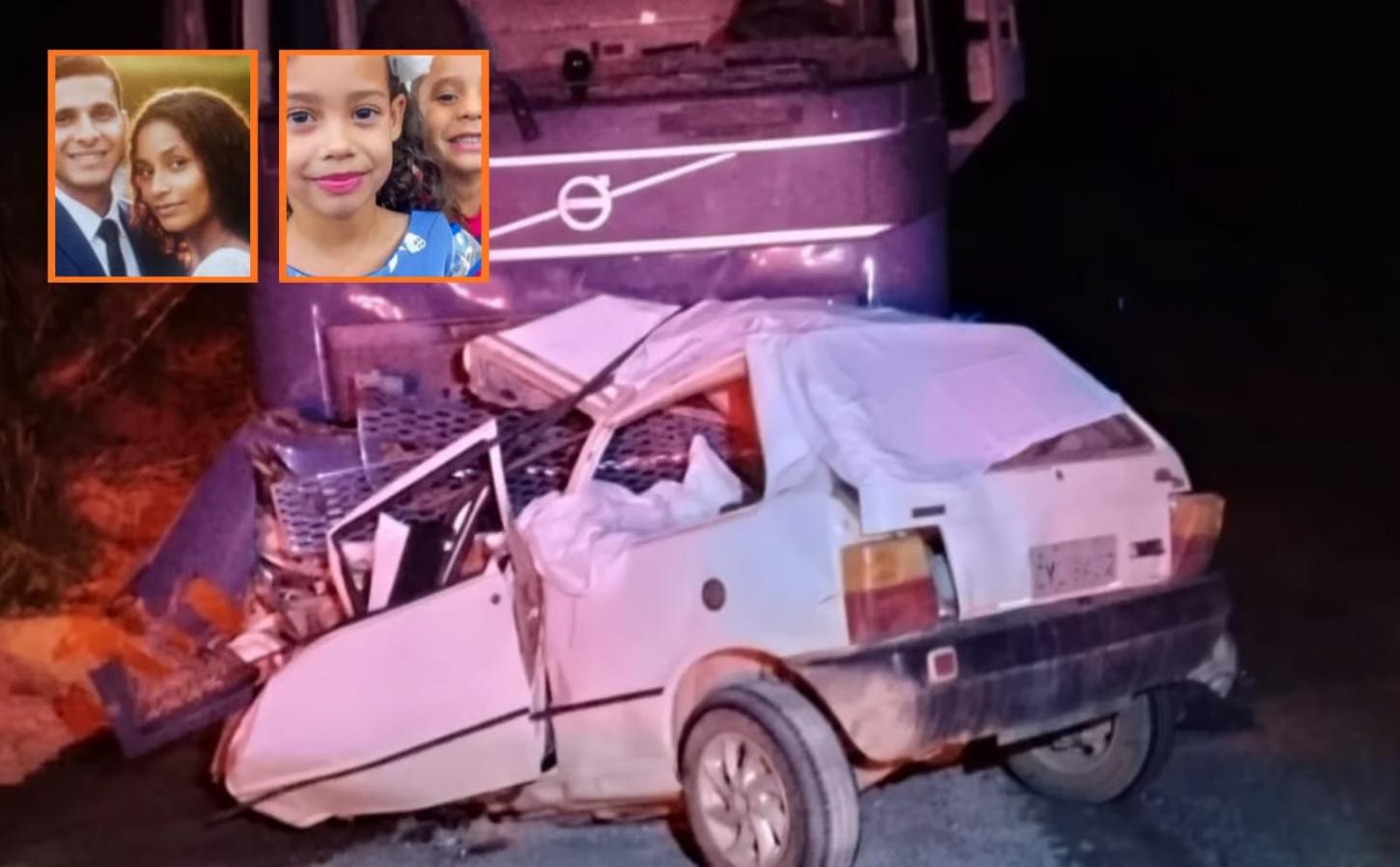 Nova Brasilândia; Três crianças e dois adultos morrem após carro bater de frente com carreta