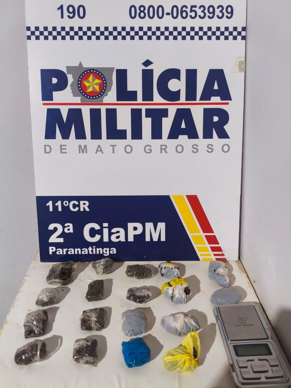 Paranatinga; Suspeito é preso pela Polícia Militar no Centro por tráfico de drogas