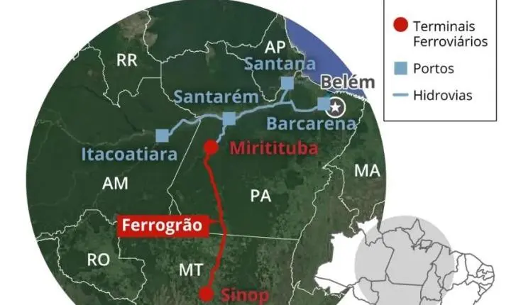 AGU diz que lei que alterou limites da área do projeto Ferrogrão entre MT e PA é inconstitucional