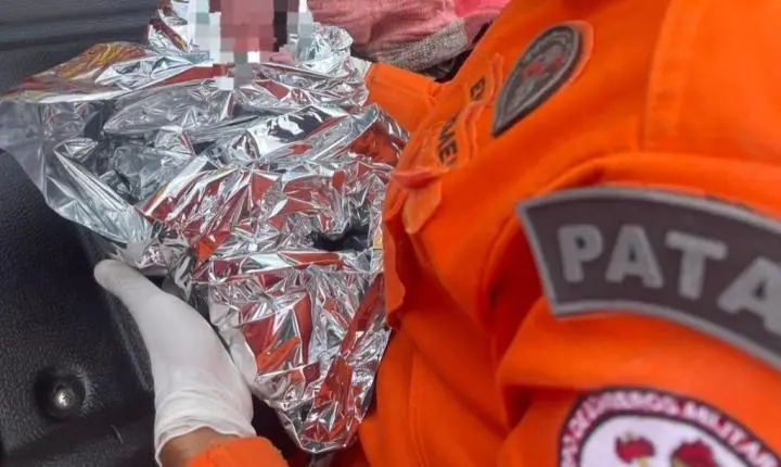 Bombeiros prestam atendimento à recém-nascida que nasceu em via pública em Cuiabá