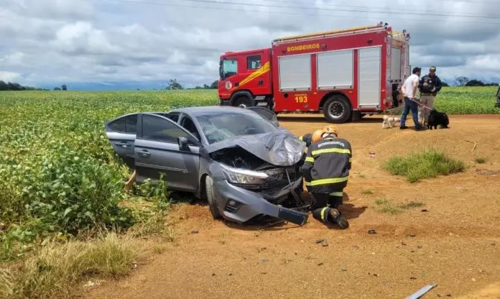 Campo Verde; Corpo de Bombeiros socorre vítima de acidente de trânsito na BR-070