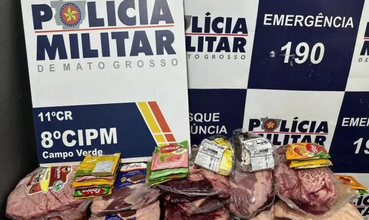 Churrasco cancelado; Homem é preso pela PM em Campo Verde após furto de carnes em um supermercado