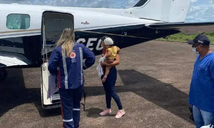 Criança é resgatada pelo Ciopaer após ficar com chave cravada na cabeça em acidente doméstico