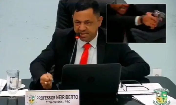 Deputado pede cassação de mandado de vereador que aponta arma para colega durante briga em sessão na Câmara de Querência