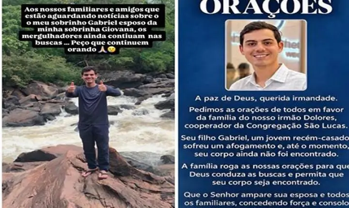 Jovem desaparece após se afogar durante passeio com família em rio de MT