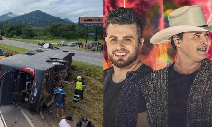 Ônibus de Conrado e Aleksandro sofre acidente em Miracatu; um dos cantores e outros 5 morreram
