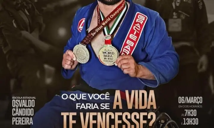 Paranatinga recebe o Campeão Mundial de Jiu-jitsu e vice-campeão de Parajiujitsu Kaike Angelim em uma importante palestra na Escola Osvaldo