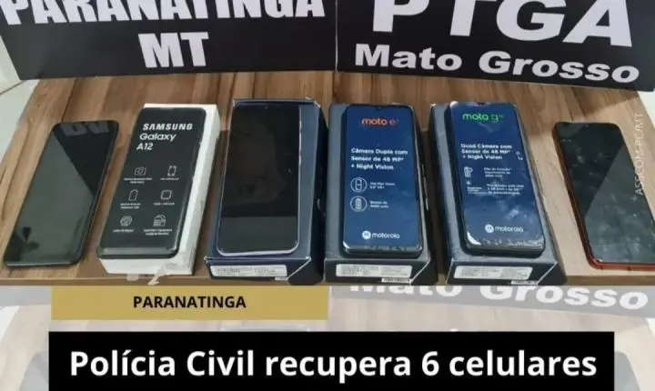 PJC de Paranatinga recupera 6 celulares furtados e indicia receptadores