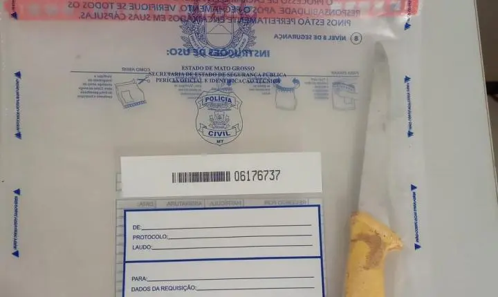 Polícia Civil de Paranatinga identifica condutor de veículo que foi usado na fuga do autor do homicídio ocorrido na Avenida Bandeirantes, no ultimo sábado, e localiza faca utilizada no crime.
