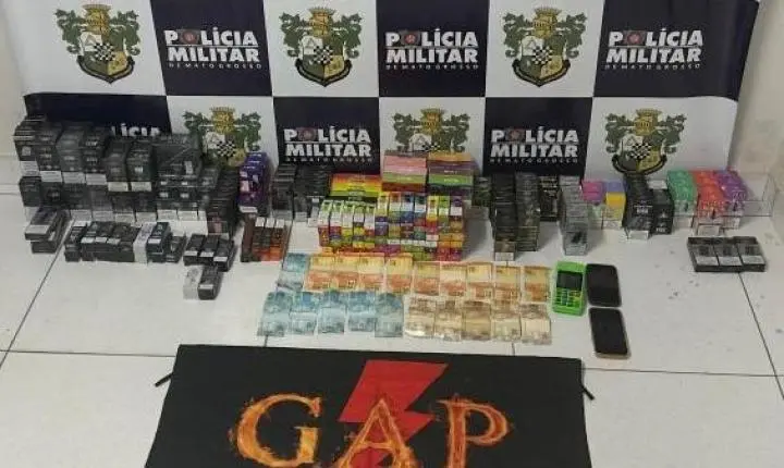 Polícia Militar prende dupla por contrabando e apreende 397 cigarros eletrônicos em Jaciara