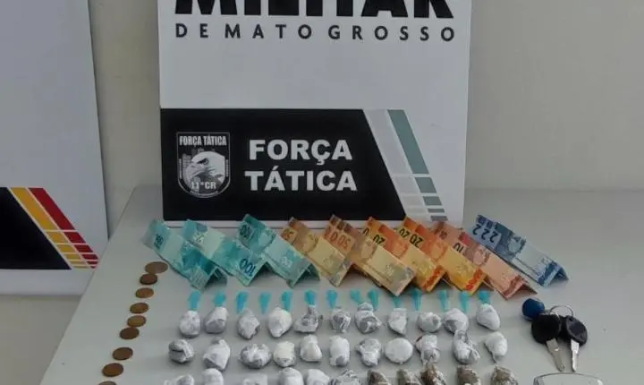 Policiais Militares prendem um homem com grande quantidade de drogas em Poxoréu