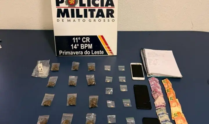 Primavera do Leste; PM apreende drogas e conduz dois homens suspeitos no bairro Castelândia