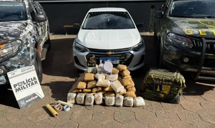 Rotam e Gefron apreendem 117 quilos de entorpecentes e recuperam carro furtado em Várzea Grande